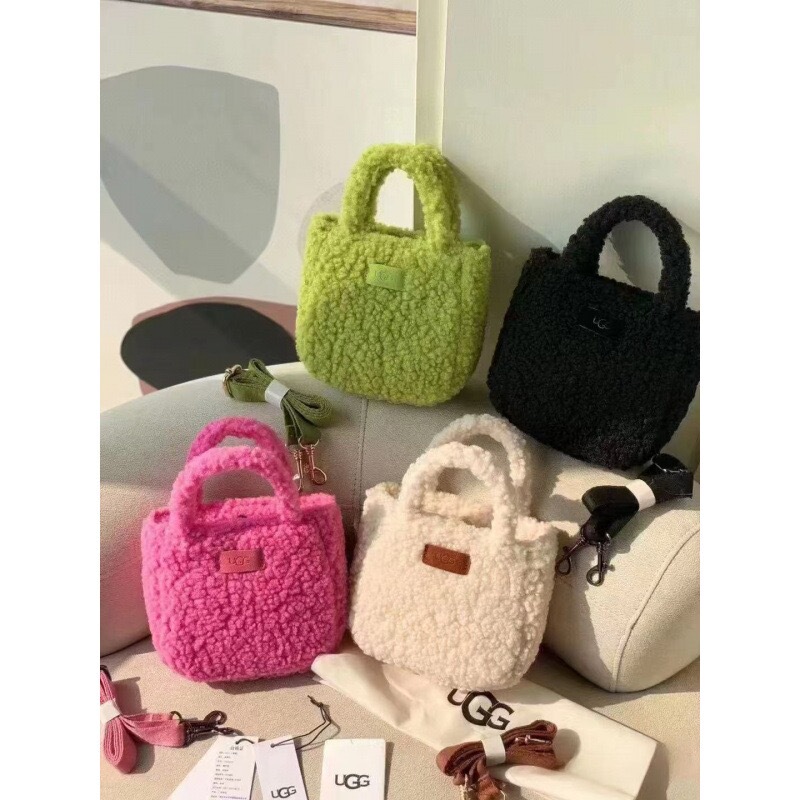 Mgjktj Women's Bag 2025 New Lamb Wool Teddy Bag Celebrity Style Fashion Handbag Shoulder Crossbody Small Square Bag