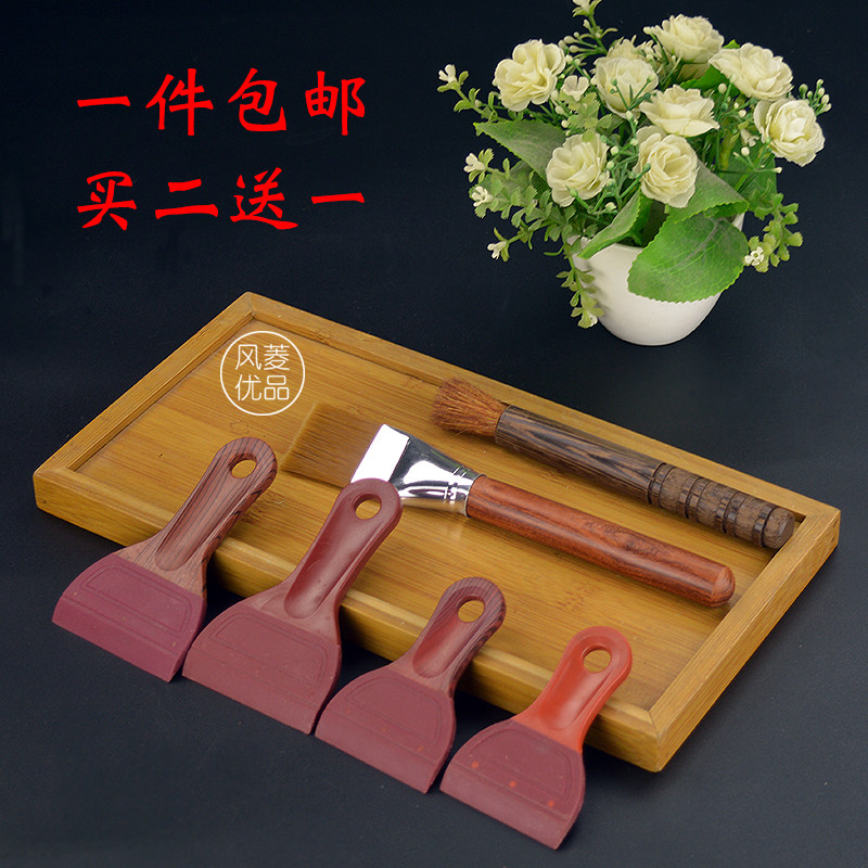 Tea Brush Raising Pot Pen Kung Fu Tea Set Pen Brush Silicone Plastic Tea Sweep Black Sandalwood Flowers Pear Wood Tea Tray Brushed Tea Duct Spare Parts