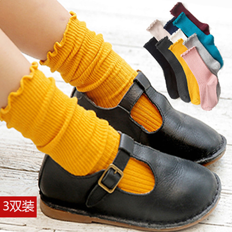 Children's socks pure cotton spring autumn thin girls pile socks lovely lace spring and summer baby stockings