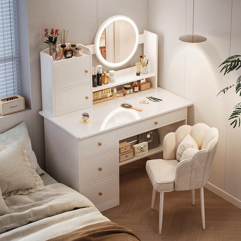 Dressing Table for Bedroom, Simple and Modern 2026 New Model, Light Luxury Master Bedroom, Small Apartment Makeup Table with Mirror and Integrated Storage Cabinet Dressing Table for Bedroom, Simple and Modern 2026 New Model, Light Luxury Master Bedroom, Small Apartment Makeup Table with Mirror and Integrated Storage Cabinet