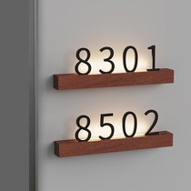 Aluminium Aluminium Oxidised Solid Wood Upscale Luminous Door Card Customized Hotel Bag Compartment Room Number Plate Doorplate Number Plate Signs