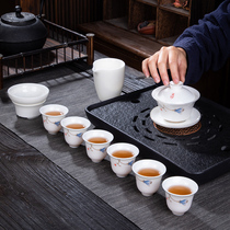 White Porcelain Goat Grease Jade Suit Home Brief Kungfu Tea Tea Sketching Gold Cover Bowl Tea Cup Gift Companion Gift Companion custom logo