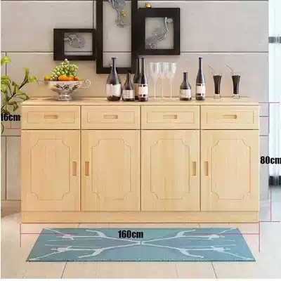 Full solid wood dining cabinet cupboard storage cabinet pine wood with door whole cabinet tea cabinet living room dining room storage cabinet against wall