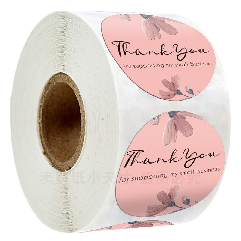 500 volumes thank you for supporting my enterprise stickers adhesive small fresh pink floral baking decorations