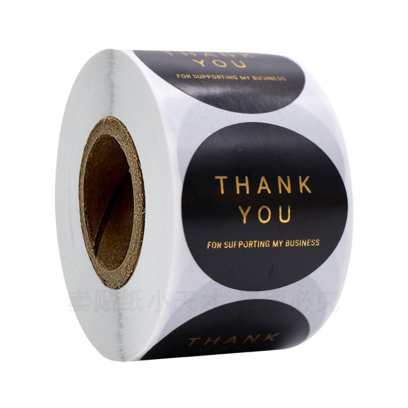 500 post-roll thank you for supporting my enterprise sticker adhesive black bronzing greeting card invitation letter sealing sticker