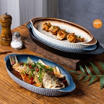 Steamed fish with the plate turbot Sheng fish big plate household dish ceramic high-end creative exquisite kao yu pan