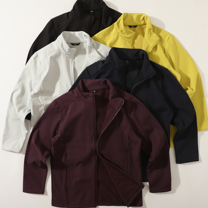 Outdoor Mountain-Style Functional Windproof and Waterproof Soft-Shell Stand-Collar Jacket for Men, Suitable for Commuting and Sports, with Added Fleece for Warmth