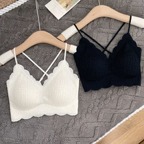 2022 Spring and summer new fine - tape cross - cut underwear gathering lace sexy bras wrapped chest thin