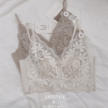 Purity sexy ultra-thin lace lingerie latex ear crystal cup large chest appears small bras with beautiful back vest