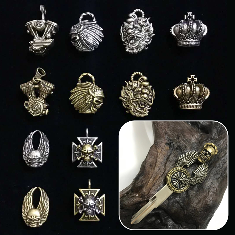 Original brass key head personality China Wind comeback ancient Indian Benali locomotive pure copper retrofit key embryo