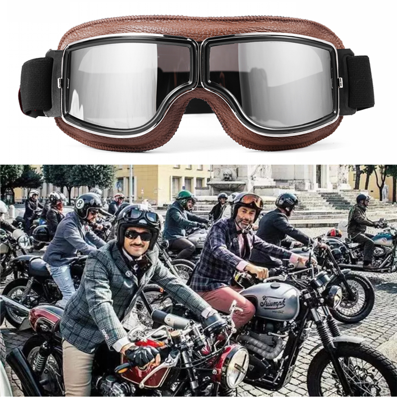 Hareindian Locomotive Retro Safety Helmet Riding Glasses Goggles With 3/4 Helmet Windproof Goggles