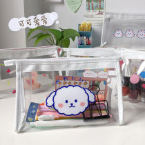 College entrance examination pencil case transparent pure color high school entrance examination students use simple and generous girlfriends Gao Yan worth Zhuo Wang pen bag