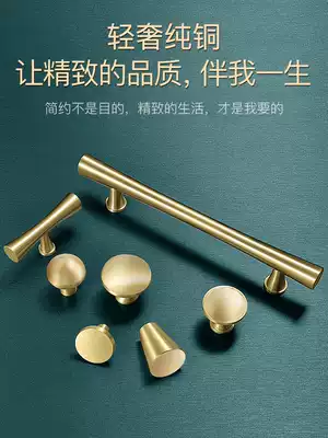 Modern simple Nordic light luxury pure copper handle wardrobe whole cabinet drawer single hole cabinet brass gold cabinet door handle