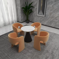 Непадающий оранжевый бархатный стол и 4 стула