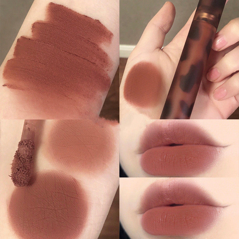 Amber Lip Glazed Lipstick student lip glazed female velvet foggy face matte little crowdbrand not falling out of color without a cup