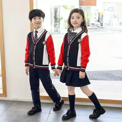 School uniform set children's class uniform spring and autumn English style first grade primary school kindergarten Garden sweater three sets