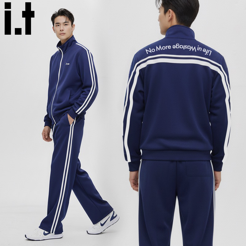 I.T Izzue Retro New Trend Blues Suit Autumn Jacket Men's Jacket Popular Casual Pants Sports Suit
