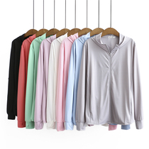 Fat plus size mothers sunscreen clothes Summer hooded thin mid-length zipper breathable middle-aged and elderly womens skin clothes