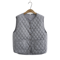 Mother vest autumn and winter cotton thickened outer wear and inner wear 50-60 years old vest waistcoat plaid middle-aged and elderly horse clip female