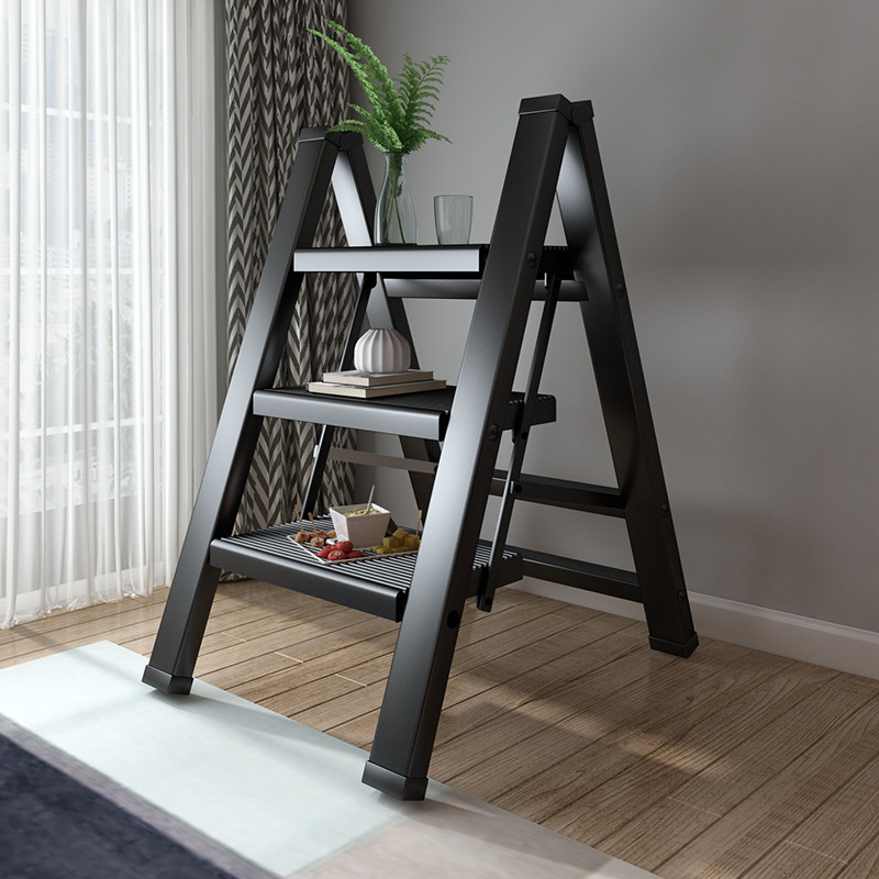 Ladder Home folding telescopic multifunction herringbone ladders aluminium alloy indoor safety thickened terraces small three-step ladder