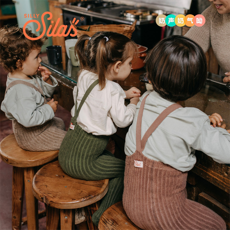  in Stock! Silly Silas Weightlifting Pants Infant Overalls Tights Thick Ribbed Teddy Fleece