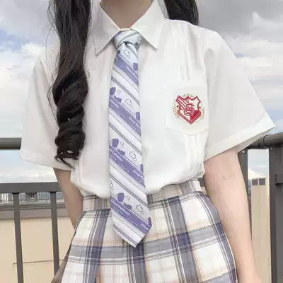 Chestnut honey original JK shirt female white short sleeve summer New embroidery organ pleated long sleeve student shirt Black