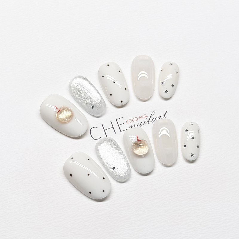 2026 New Handmade Wearable Nail Art Korean Style ins Cream Style Simple and Versatile for Work, High-End Feel, Brightening Effect 1361