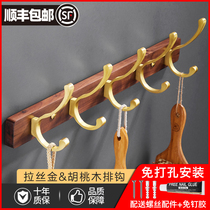 Hole-free solid wood hanging hook into the door space aluminum coat hook wall door back wall clothes entrance row hook wall