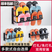 Bathroom toilet slipper rack Wall-mounted door free of holes nail toilet door behind the toilet to store shoes