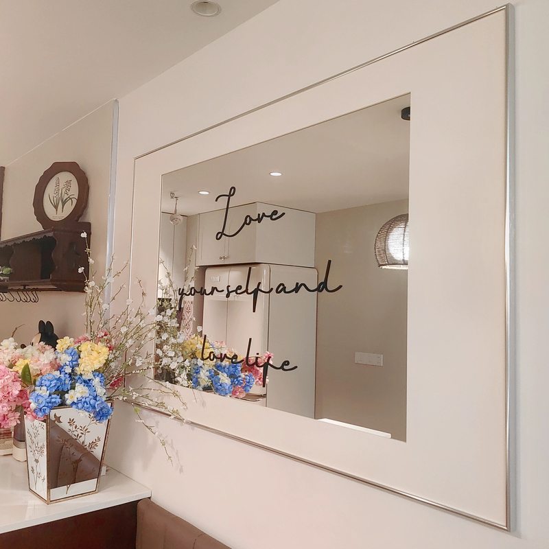 Mirror Art Gallery Cardboard Decorative Wall-Mounted Mirror DIY Living Room Hallway Aluminum Alloy Simple Cream Style Art Mirror