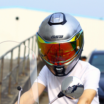 GSB Electric Motorcycle Helmet Unveiling Helmets Double Lenses Mens And Womens Style Locomotive Riding Racing Safety Helmets All Season