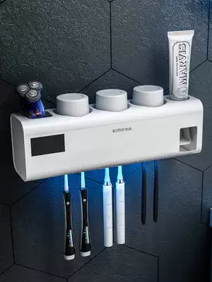 Smart electric toothbrush sterilizer storage rack non-perforated sterilization wall-mounted dressing room brush Cup toothpaste storage box