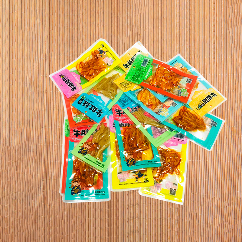 Arong Deji 99 yuan to taste the popular net red beef plate tendon beef tripe shreds 30g bagged casual snack combination