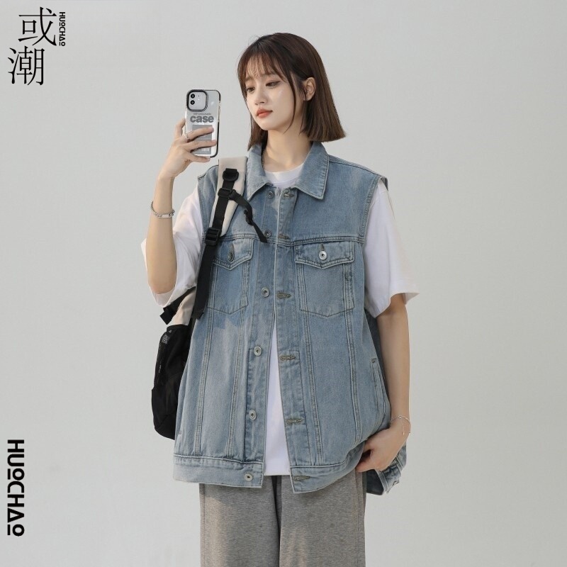 Or Trendy Denim Vest for Women 2026 New Spring and Autumn Lazy Style Top American Retro Sleeveless Waistcoat Casual Jacket