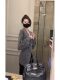 Brown mid-length V-neck sweater knitted cardigan jacket for women in autumn and winter, high-end and super nice-looking waist-cinching early spring top