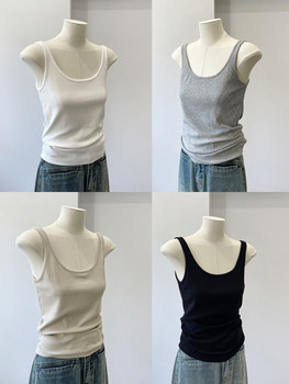 Gray U-Neck Camisole for Women, Summer 2026 New Style, Loose Fit for Outerwear or Layering, Basic Design Top