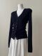 Black Vintage-Style V-Neck Knitted Cardigan for Women, Spring and Autumn, High-End Inner Layer, Base Shirt, Sweater Jacket, Short Top