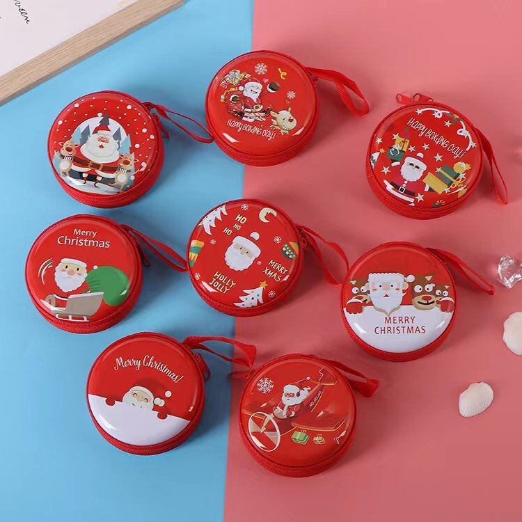 Year of the Dragon Tinplate Coin Purse Round Headphone Coin Box Christmas Children's Day Gift Storage Bag