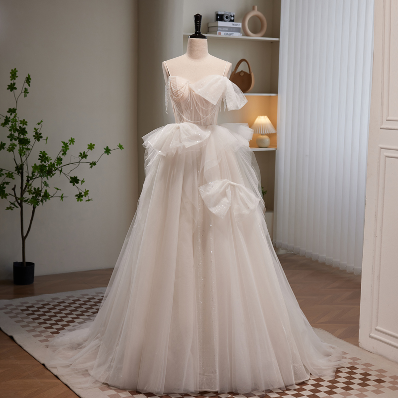 Lan Jue White Wedding Dress Birthday Dress Disney Princess Dress Socialite Banquet Dress Bride Super Fairy Photo Studio