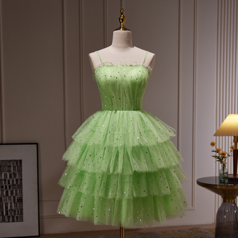 Lan Jue Dress Green Princess Tutu Skirt Birthday Dress Short Wedding Dress Banquet Party Mini Dress Petite