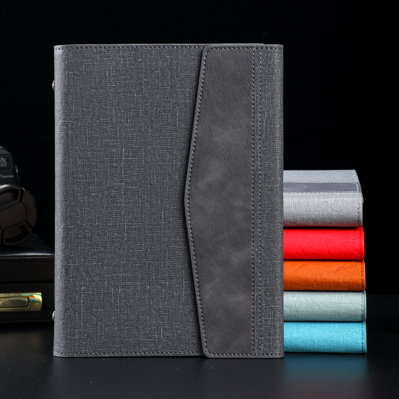 Simple notebook loose-leaf detachable inner page 6-hole small ring buckle A5 notepad business office gift book creative three-fold splicing small fresh leather loose-leaf diary book custom LOGO