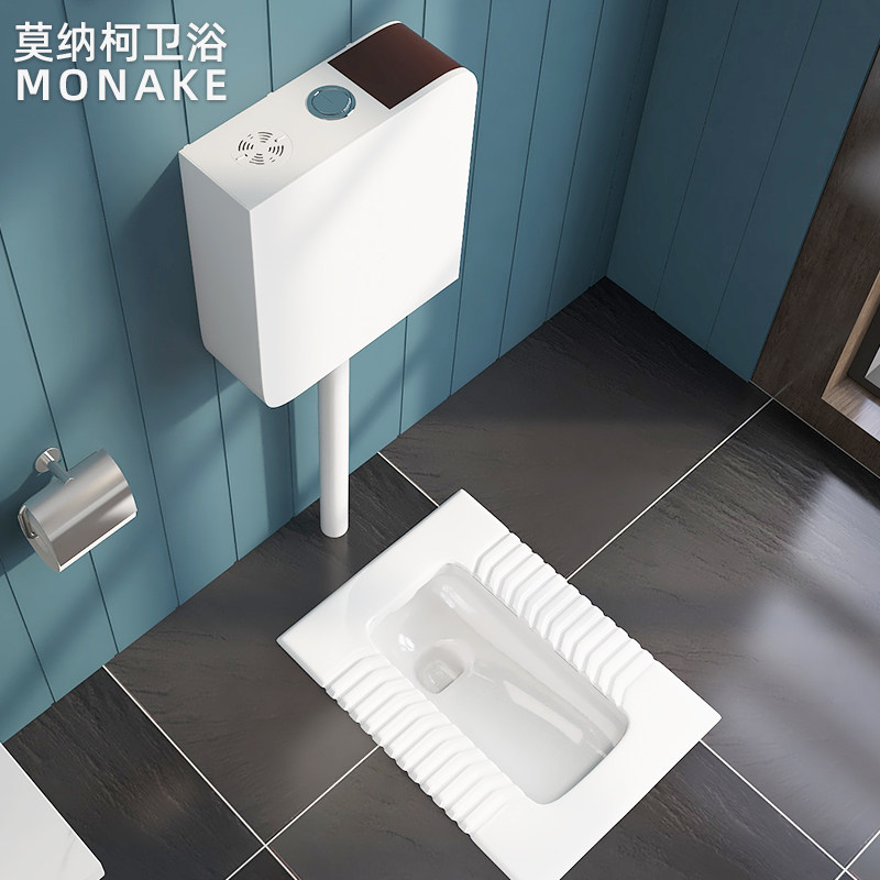 Monaco home ceramic squatting pan flush water tank suit deodorant stool pool squatting pit-type bedpan squat toilet