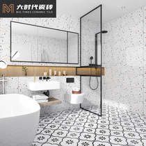 Imitation terrazzo color tiles 300x600 bathroom non-slip floor tiles Nordic white large particle toilet wall tiles