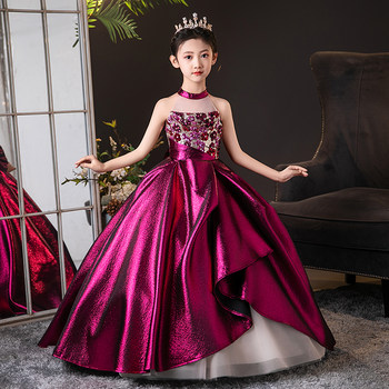 2025 New Style Girls' Hostess Dress, Light Luxury Niche Banquet Children's Dress, Princess Dress, Evening Dress with a High-End Feel