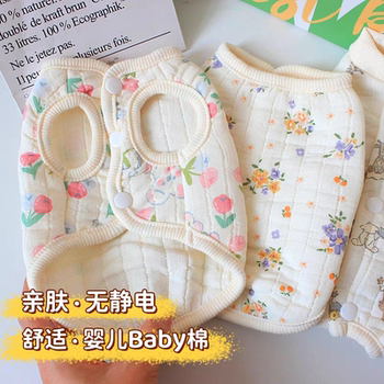 Cat clothes pet clothing autumn and winter warm and fresh floral vest new ins style gold gradient english short german