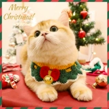 Рождественский трикотажный шарф, шерстяной чокер, слюнявчик, аксессуар, нагрудник, колокольчик, кот, домашний питомец