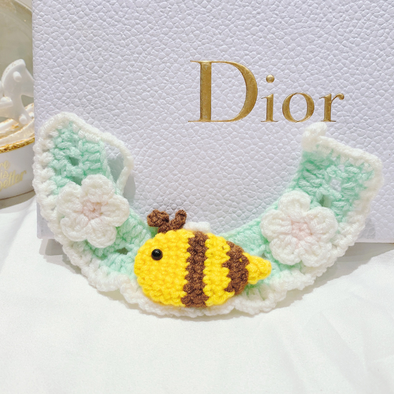 Cat dog collar bib pet knitted collar puppet blue and white British short teddy bear corgi photo accessories