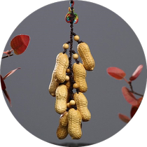 This Month Yellow Poplar Wood Carving Car Pendant Wedding Supplies Wood Peanuts Pendant handicraft handlebar pieces of art