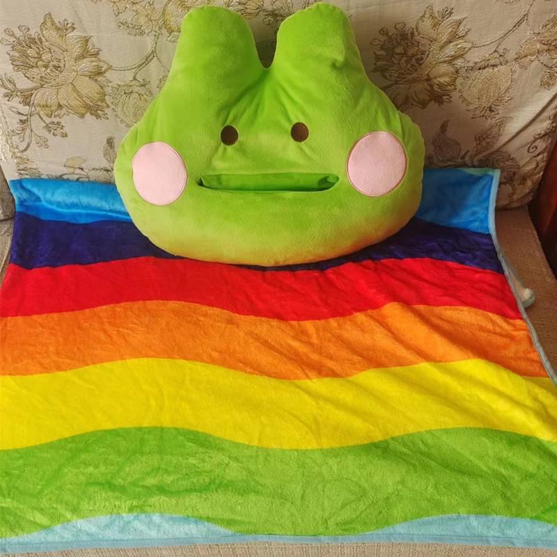 Frog Vomiting Pillow Doll Rainbow Quilt Dual-Use 2-in-1 2024 New Model Office Nap Pillow Blanket Frog Vomiting Pillow Doll Rainbow Quilt Dual-Use 2-in-1 2024 New Model Office Nap Pillow Blanket