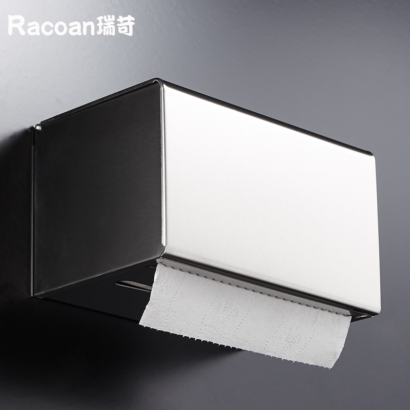 304 stainless steel home hotel waterproof toilet wall-mounted dressing room toilet paper drum toilet paper roll sanitary tissue box without punching